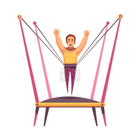 Ilustración de Saltar trampolines composición con doodle aislado carácter humano trampolín en caucho vector ilustración - Imagen libre de derechos