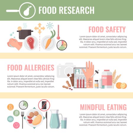 Food nutrition flat infographics with mindful eating symbols vector illustration