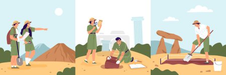 Illustration for Archaeology composition set with cultural heritage symbols flat isolated vector illustration - Royalty Free Image