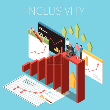 Illustration for Accessibility isometric concept with inclusive technologies symbols vector illustration - Royalty Free Image