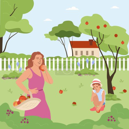 Ilustración de Campo estilo de vida fondo con la cosecha y los símbolos de la granja plana vector ilustración - Imagen libre de derechos