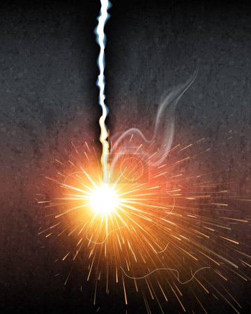 Ilustración de Soldadura de metal composición realista con hierro corte fuegos artificiales chispas vector ilustración - Imagen libre de derechos