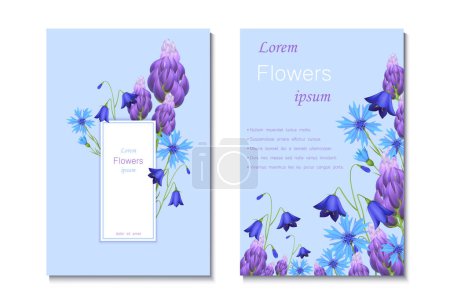 Illustration for Spring flowers realstic composition with invitation card symbols isolated vector illustration - Royalty Free Image