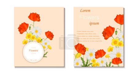 Illustration for Spring flowers realstic set with greeting card symbols isolated vector illustration - Royalty Free Image