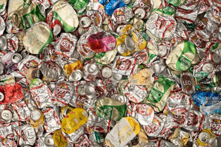 Photo for Bangkok, Thailand - Oct 12, 2022: Aluminum Can package for recycle, environment industry concept - Royalty Free Image