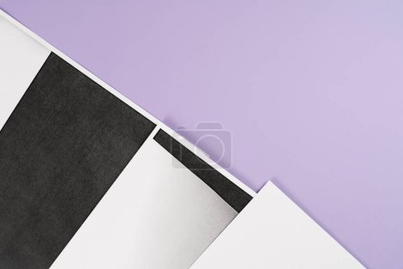 Photo for Photocopy black and white paper texture and background on purple background, close up - Royalty Free Image