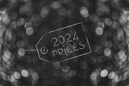 Téléchargez les photos : 2024 inflation et récession image conceptuelle, étiquette avec 2024 Prix texte - en image libre de droit