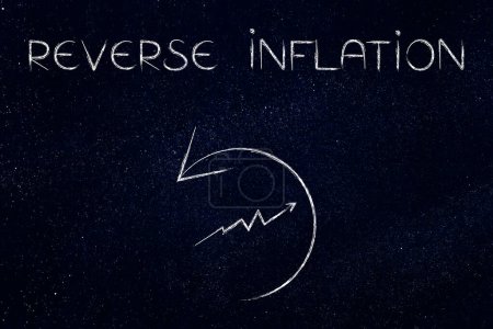 reverse Inflation and fix the cost of living conceptual image, text with arrows