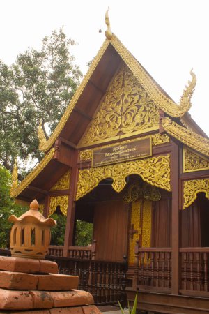 Photo for Thai teak wood chapel in temple - Royalty Free Image