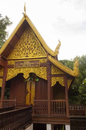 Photo for Thai teak wood chapel in temple - Royalty Free Image