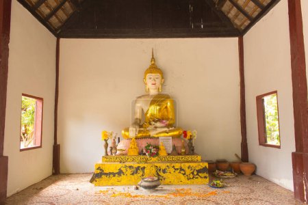 Photo for White Golden buddha statue lanna style in temple - Royalty Free Image