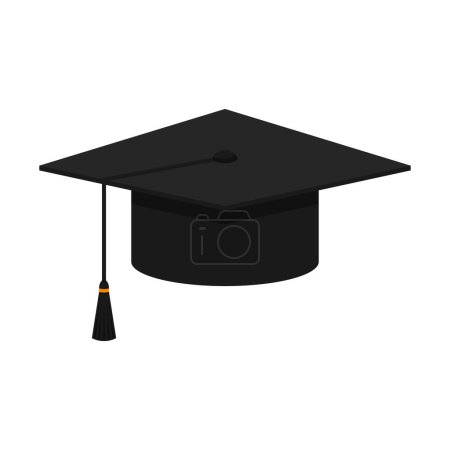 Illustration for Graduate's cap. Confederate. Symbol of the end of an educational institution or school. Design element for student products. Color vector illustration in flat style. Isolated on a white background - Royalty Free Image