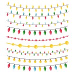A set of different garlands in a flat style for decorating Christmas cards, invitations, leaflets, banners. Color vector illustration in flat style, isolated on a white background.