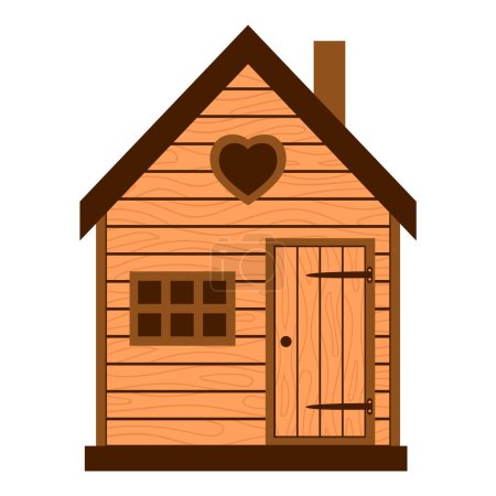Illustration for Wooden barn, rustic house with window and closed door. Country house, barn. A children's house. Vector illustration in a flat style isolated on a white background - Royalty Free Image