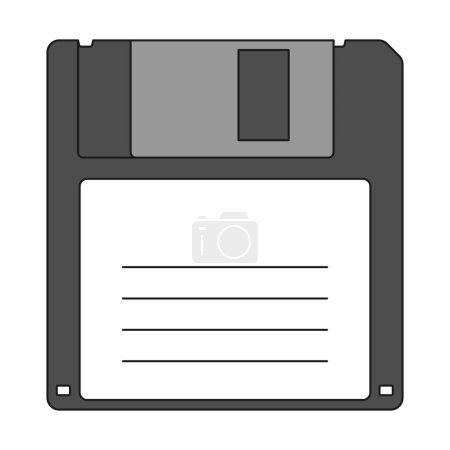 Ilustración de Un disquete. Un dispositivo vintage para almacenar información. Equipo informático antiguo. El símbolo de los 90. Icono de vector de color aislado sobre un fondo blanco - Imagen libre de derechos