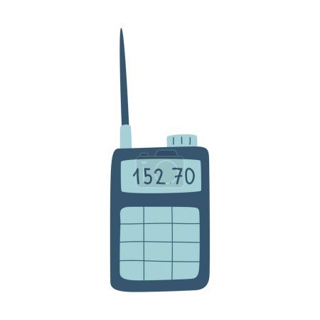 Illustration for A walkie-talkie, a device for remote communication. Radio station. Equipment for hiking, tourism, travel, vacation, car rally. Flat vector illustration isolated on a white background. - Royalty Free Image