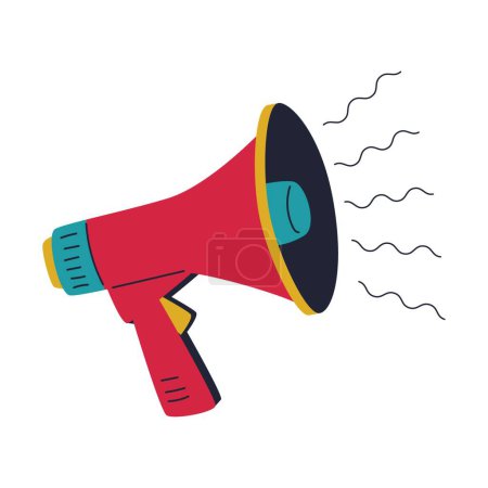 Megaphone Speaker, an audio horn. Symbol of news, advertising, announcement. Simple flat vector illustration isolated on white background.