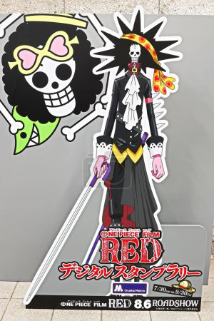 Foto de Osaka, Japan - Sep 6, 2022 : Photo of anime characters BROOK from ONE PIECE FILM RED. At the Osaka Metro stamp rally as part of the movie promotion - Imagen libre de derechos