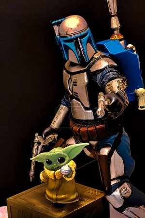 Photo for Osaka,Japan - Apr 13 2023 : The Child, Grogu or baby Yoda, with JANGO FETT fictional character from the TV series The Mandalorian. - Royalty Free Image