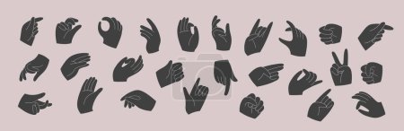 Illustration for Set of hands in various positions. Different operations and gestures. Hand drawn vector illustration - Royalty Free Image
