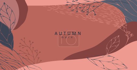Illustration for Abstract autumn backgrounds greeting cards and invitations. Banners with autumn hand drawn leaves and elements. Vector illustration. - Royalty Free Image