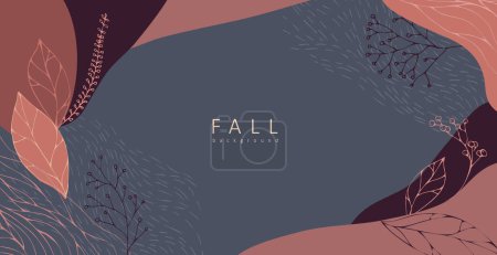 Illustration for Abstract autumn backgrounds greeting cards and invitations. Banners with autumn hand drawn leaves and elements. Vector illustration. - Royalty Free Image
