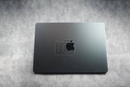 Photo for Bangkok, Thailand - December 5, 2023 : New MacBook Pro in 2023, Apple MacBook Pro M3 Max high tech laptop and modern design, Space Black colour and a dazzling new look - Royalty Free Image