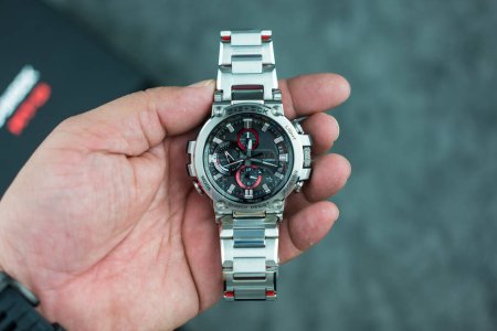 Photo for Bangkok, Thailand - January 31, 2024 : G-SHOCK watch model MTG-B1000D-1ADR. The MT-G series uses a soft, medium-sized composite band. Improves wear durability and resistant to vibration - Royalty Free Image