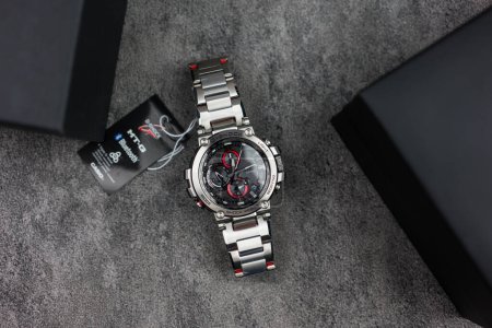 Photo for Bangkok, Thailand - February 3, 2024 : G-Shock is tough watch and luxury for gentlemen who use this watch during daily routine. G-Shock model MTG-B1000D-1ADR design stainless steel. - Royalty Free Image