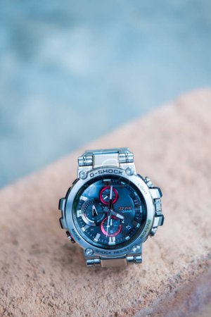 Photo for BANGKOK, THAILAND - FEBRUARY 5, 2024 : Casio G-Shock model MTG-B1000D-1ADR, stainless steel wristwatch. G-Shock is a line of watches manufactured by Casio. - Royalty Free Image