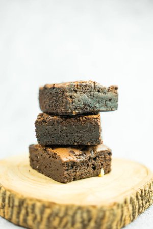 Photo for Homemade delicious gooey double chocolate brownies - Royalty Free Image