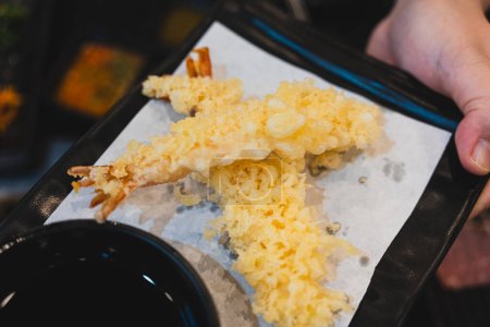 Collation de crevettes frites Tempura. Nourriture japonaise