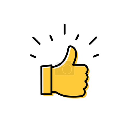 Illustration for Reputation icon. Thumbs up and rays. Customer review icon, quality evaluation, feedback. Isolated vector illustration. - Royalty Free Image