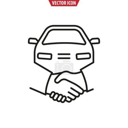 Illustration for Car sale icon. Hand shake symbol. Car Deal. Buy or rent concept. Isolated vector illustration - Royalty Free Image