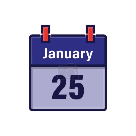 Ilustración de 25 de enero, icono del calendario. Día, mes. Hora de la cita. Fecha de programación del evento. Ilustración vectorial plana. - Imagen libre de derechos