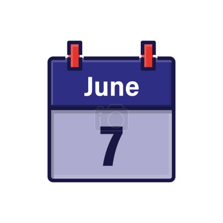 Téléchargez les illustrations : June 7, Calendar icon. Day, month. Meeting appointment time. Event schedule date. Flat vector illustration. - en licence libre de droit