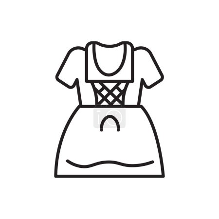 Ilustración de Dirndl icono de la línea, oktoberfest y ropa, icono de vestuario del festival, vestido tradicional. Ilustración vectorial aislada - Imagen libre de derechos