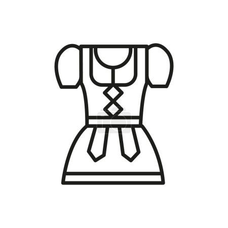 Ilustración de Dirndl icono de la línea, oktoberfest y ropa, icono de vestuario del festival, vestido tradicional. Ilustración vectorial aislada - Imagen libre de derechos