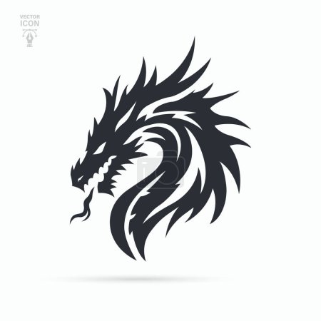 Kopf der Drachensilhouette-Ikone. Astrologie chinesischer Mondkalender Tier. Vektorillustration