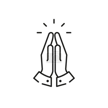 Praying hands line symbol icon. Isolated vector illustration