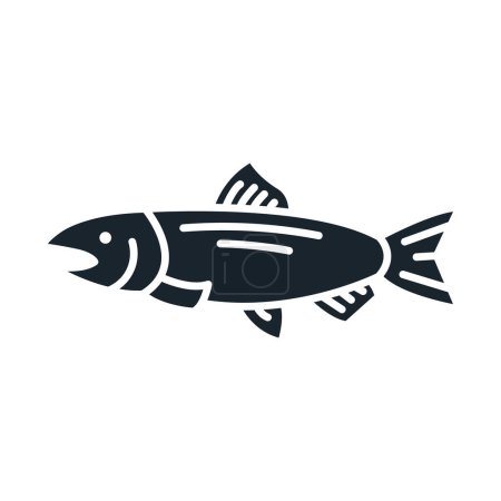 Lachsflachsymbol. Fisch und Meeresfrüchte. Isolierte Vektorillustration