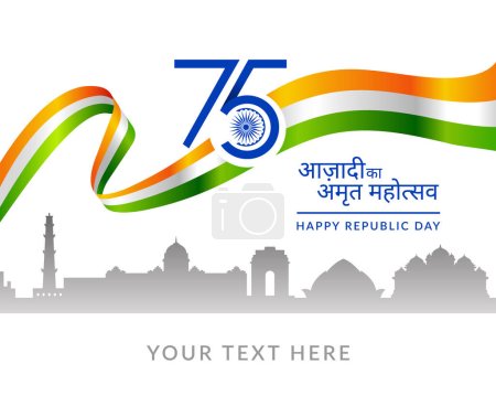 Illustration for 75 Years of independence of India. India celebrating Azadi Ka Amrit Mahotsav (Translate: Elixir of Independence Energy). - Royalty Free Image