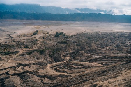 Téléchargez les photos : Volcan Mount Bromo texture lave sèche. Semeru vue sur la montagne et le paysage volcanique - en image libre de droit