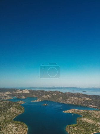 Photo for Drone view of Telascica bay with rocks and forest near water in southeastern part of island of Dugi Otok, Croatia. - Royalty Free Image