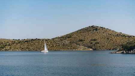 Summer nautical yacht adventure off coast of Dugi Otok island in Adriatic Sea, Croatia