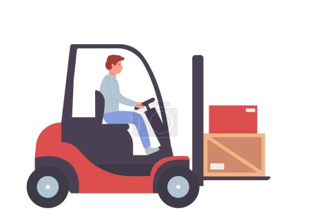 Téléchargez les illustrations : Storekeeper loader. Warehouse worker, store managing process vector illustration - en licence libre de droit