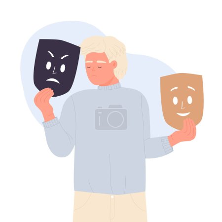 Illustration for Personality disorder problem. Mental illness, many personality vector illustration - Royalty Free Image