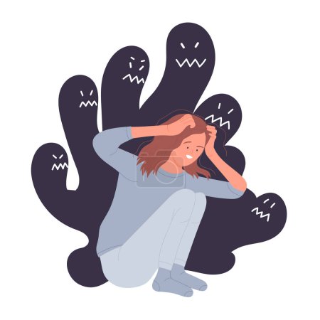 Illustration for Schizophrenia mental problem. Mental health disorder, psychiatric illness vector illustration - Royalty Free Image