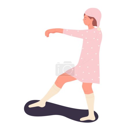 Illustration for Sleepwalking night problem. Mental disorder, sleepwalker during the night vector illustration - Royalty Free Image