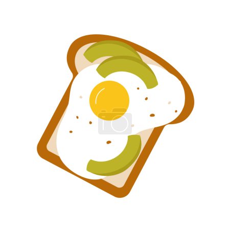 Illustration for Toast with avocado and egg. Healthy breakfast food, vegetarian meal vector illustration - Royalty Free Image